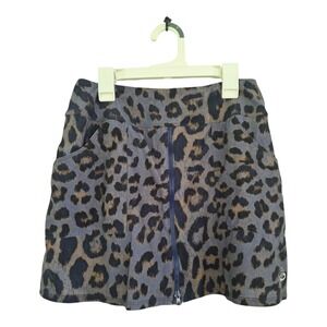 Foray Golf Leopard Print Zip Front Skort Women's Medium Built-In Shorts Golf‎